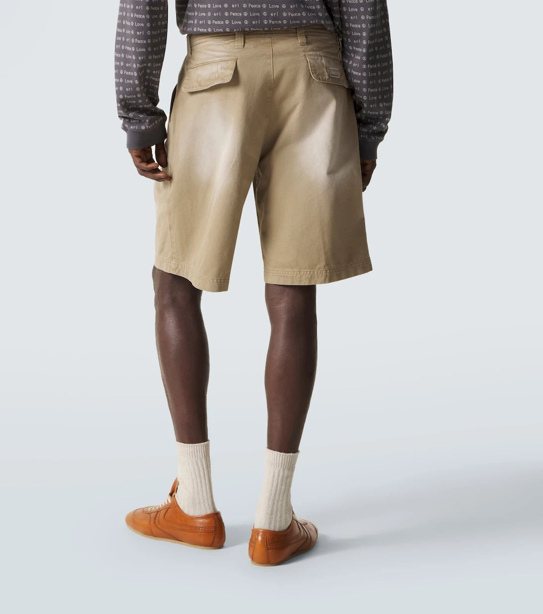 ERL - Pleated cotton twill Bermuda shorts