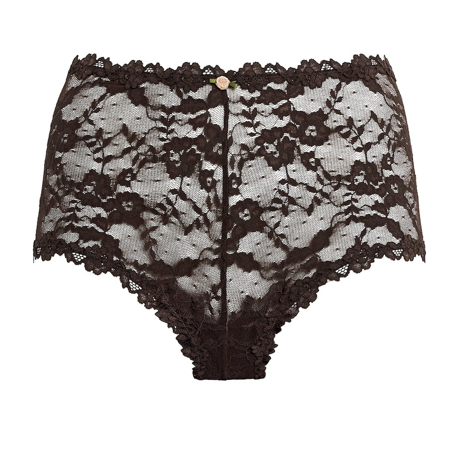 Skims Brown Stretch Lace Boy Short Briefs
