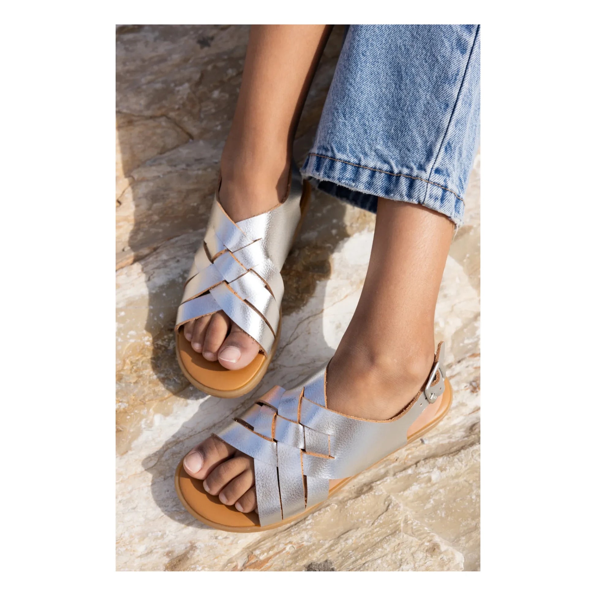 Angulus - Braided Sandals | Silver
