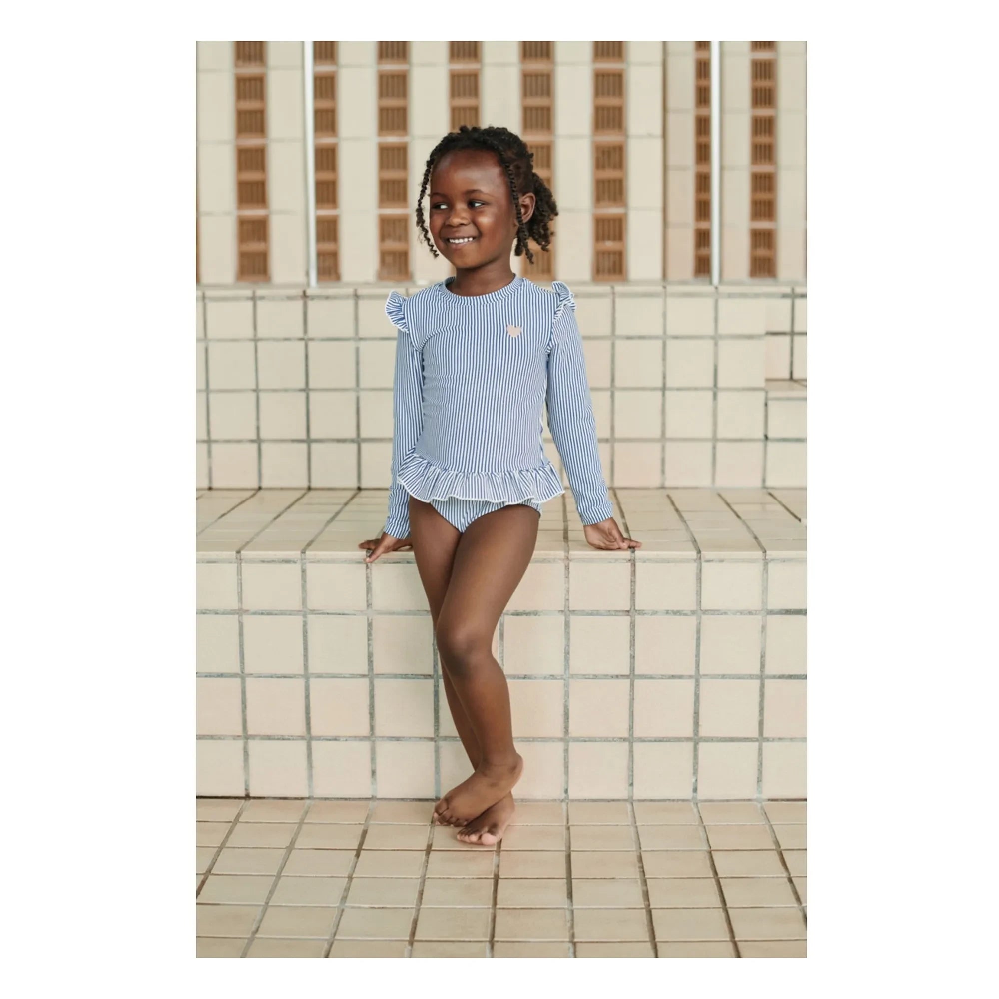 Liewood - Long Sleeve Swimsuit Sille Striped Seersucker Recycled Fibers | Blue