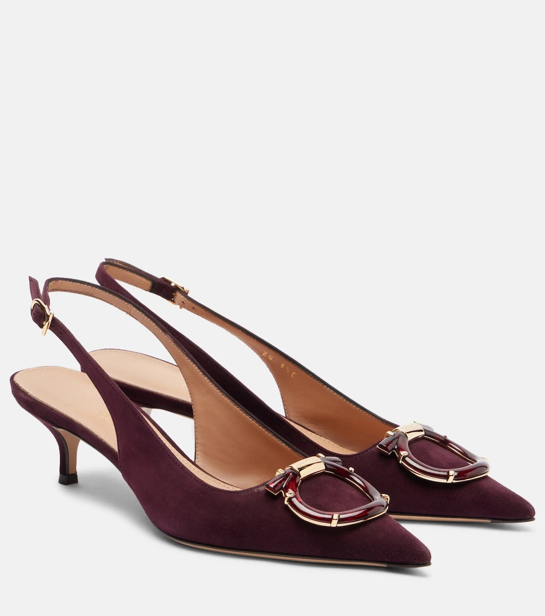 Ferragamo - Sara 40 Gancini suede slingback pumps