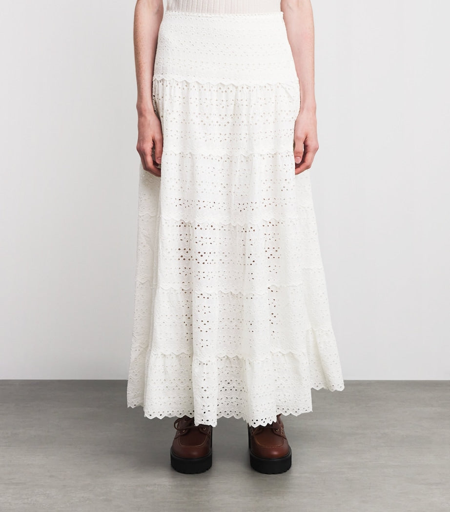 Ivory Cotton Ripeka Maxi Skirt