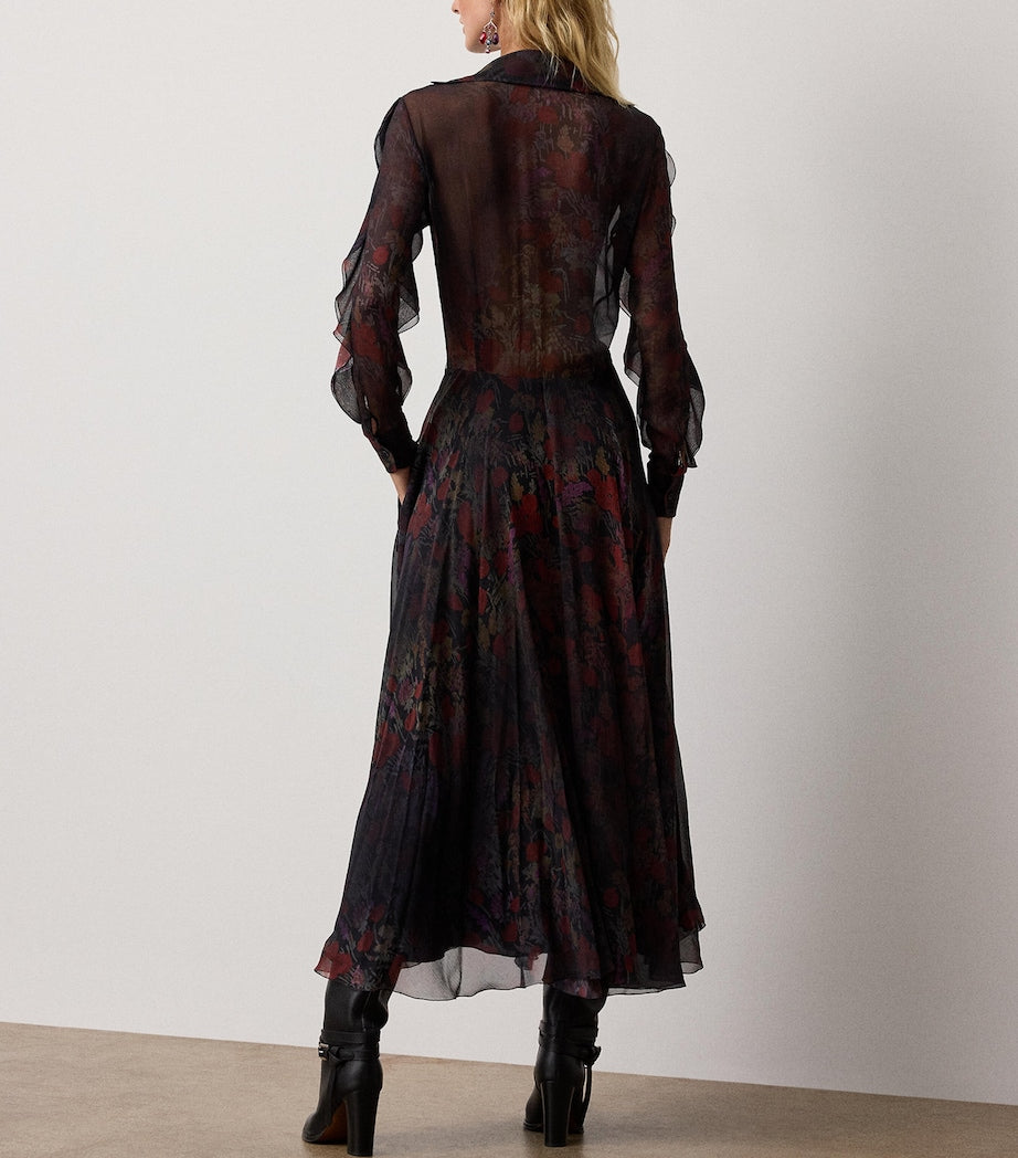 Ralph Lauren Collection Black Silk Melony Midi Dress