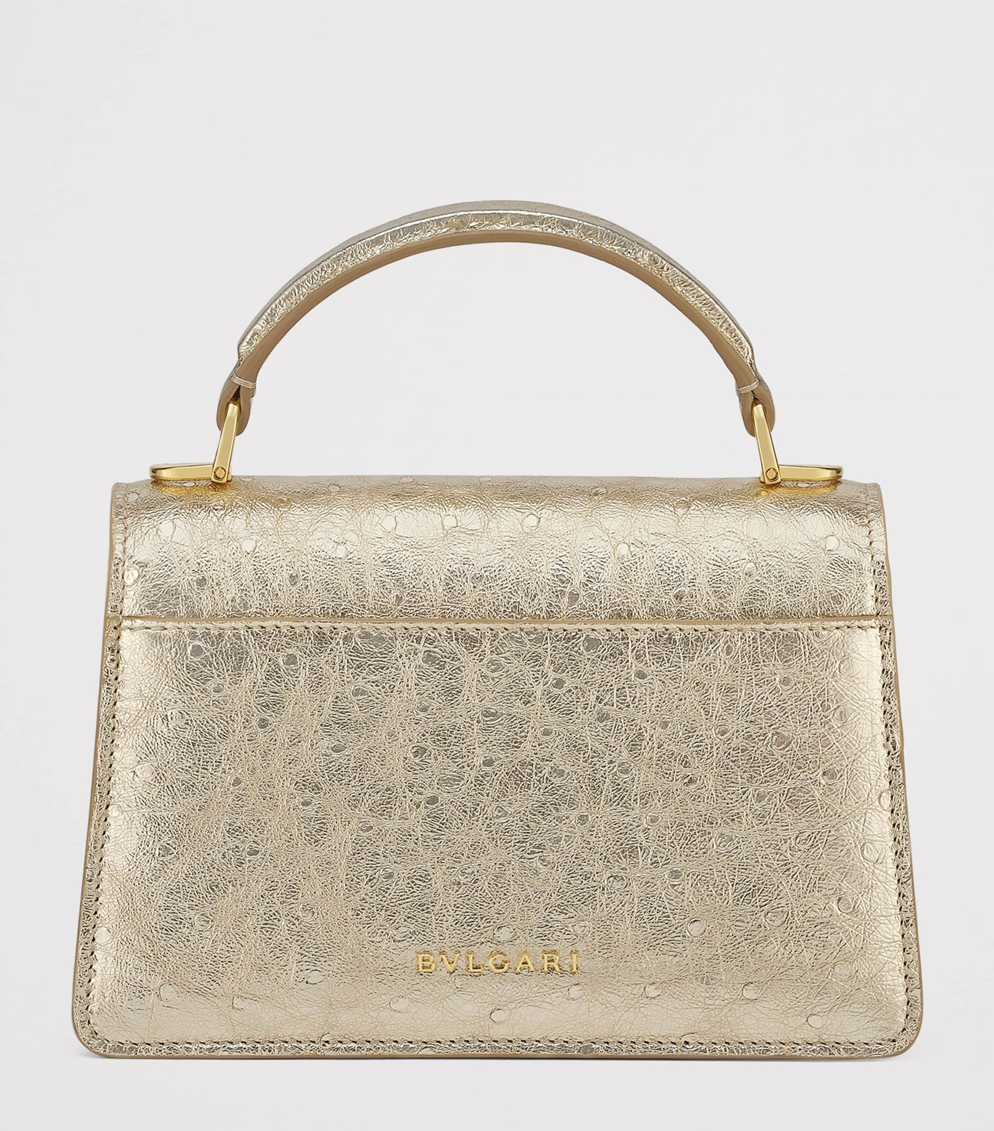 Bvlgari Gold Mini Leather Serpenti Forever Top-Handle Bag