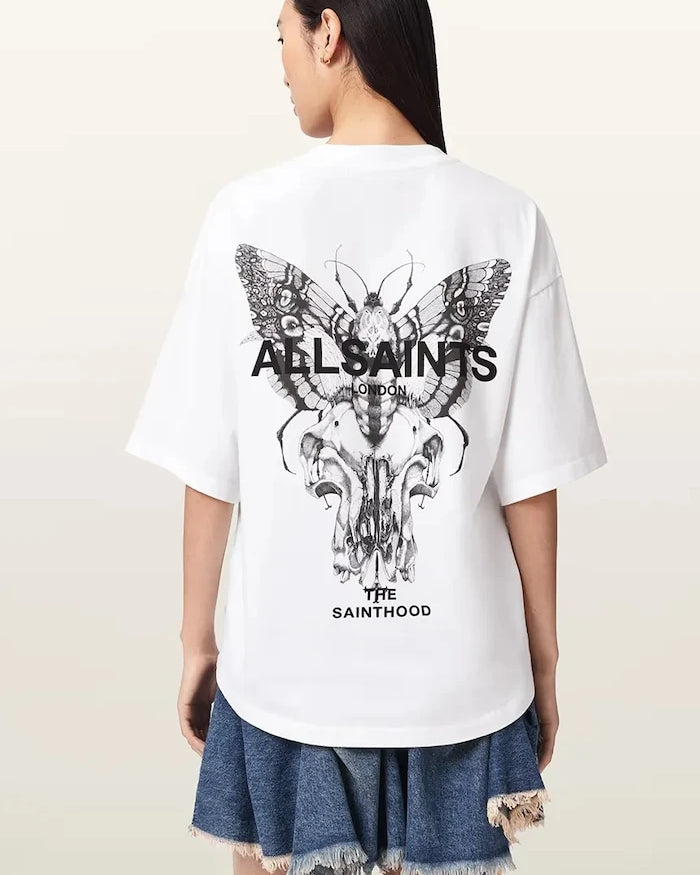 AllSaints kadın pamuklu oversize tişört HALIS