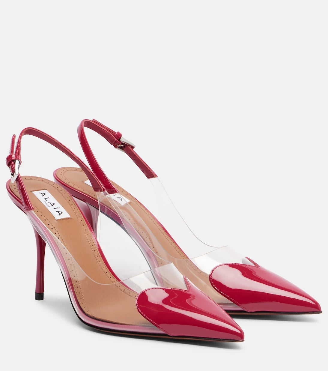 Alaïa - Le Cœur 90 patent leather slingback pumps