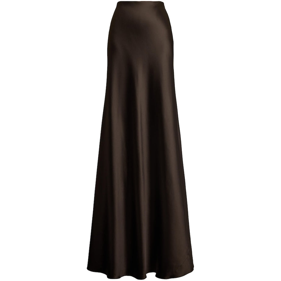 Ralph Lauren Collection Brown Stretch-Satin Masina Maxi Skirt
