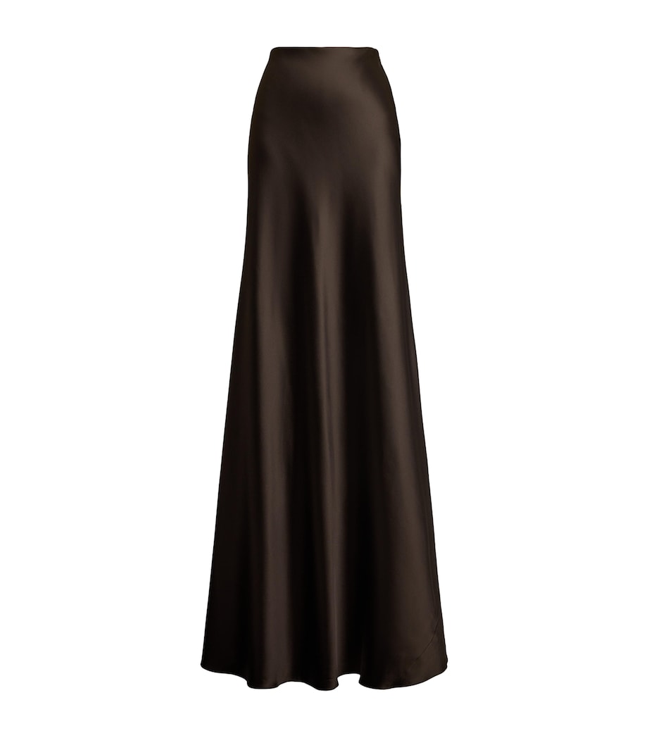 Ralph Lauren Collection Brown Stretch-Satin Masina Maxi Skirt