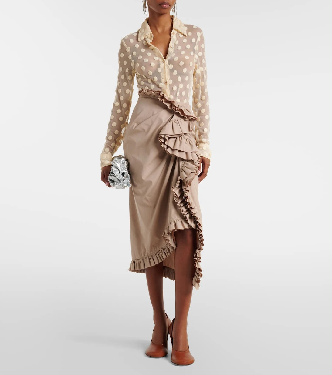Dries Van Noten - Polka-dot cotton-blend mesh shirt