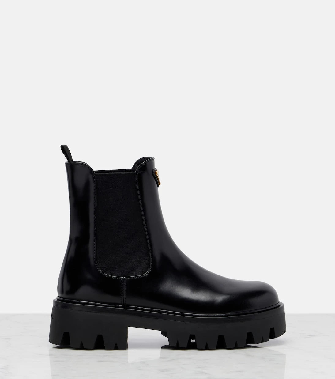 Prada - Logo leather platform Chelsea boots