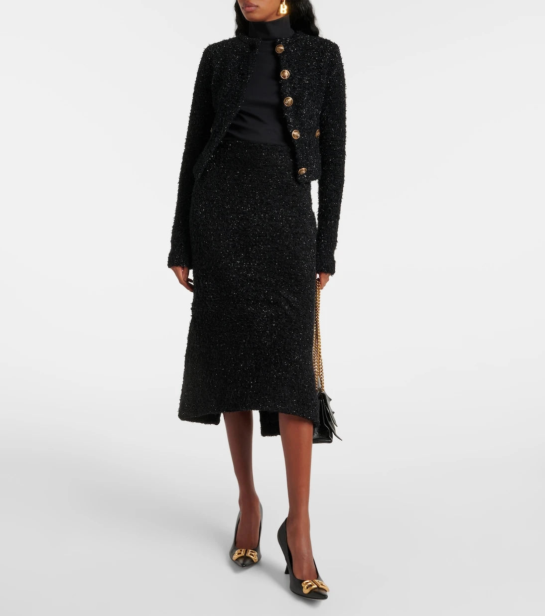 Balenciaga - Cotton-blend tweed midi skirt
