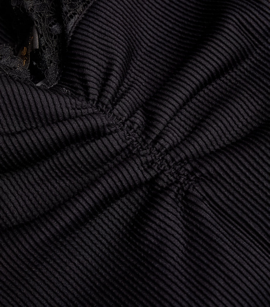 Lace-Trim T-Shirt BLACK