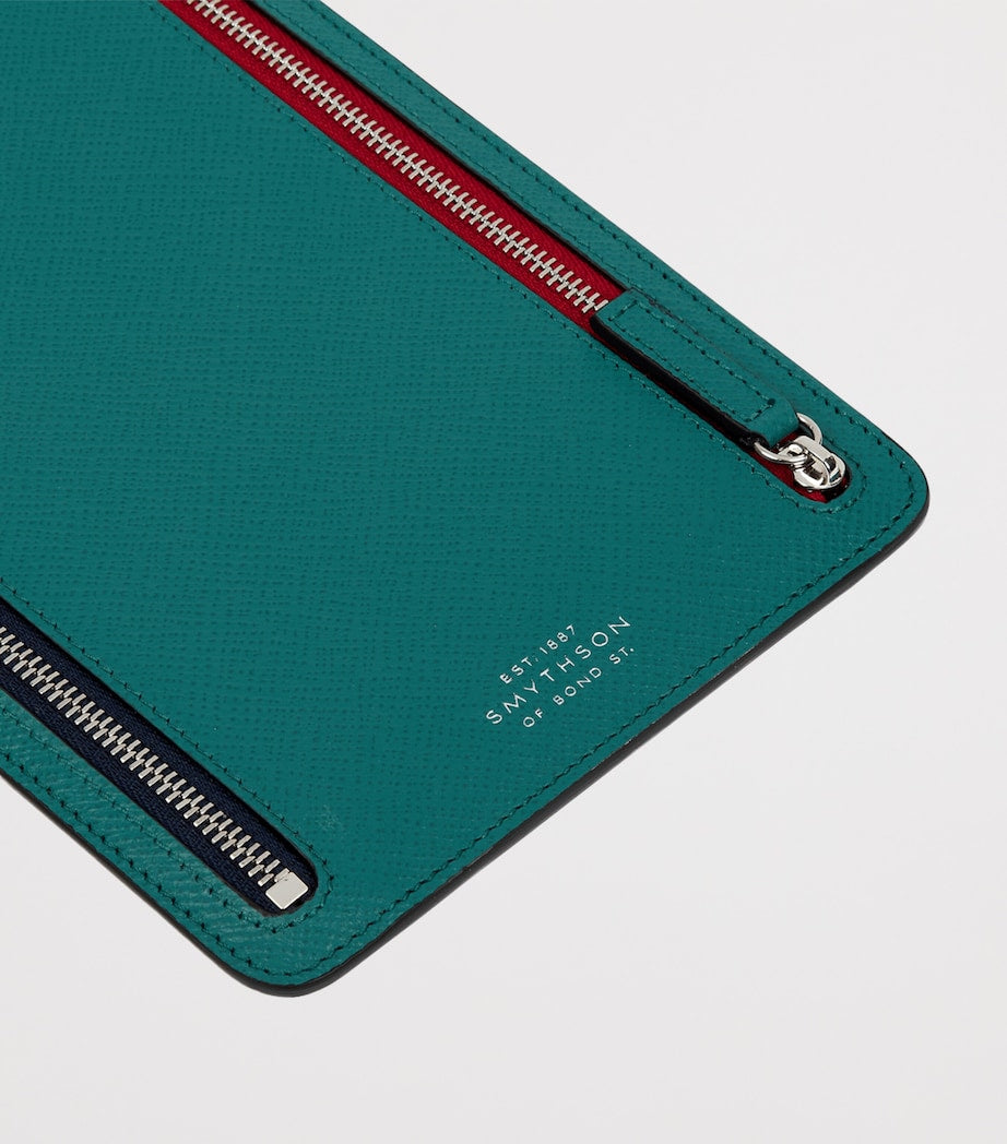 Blue Panama Leather Multi-Zip Wallet