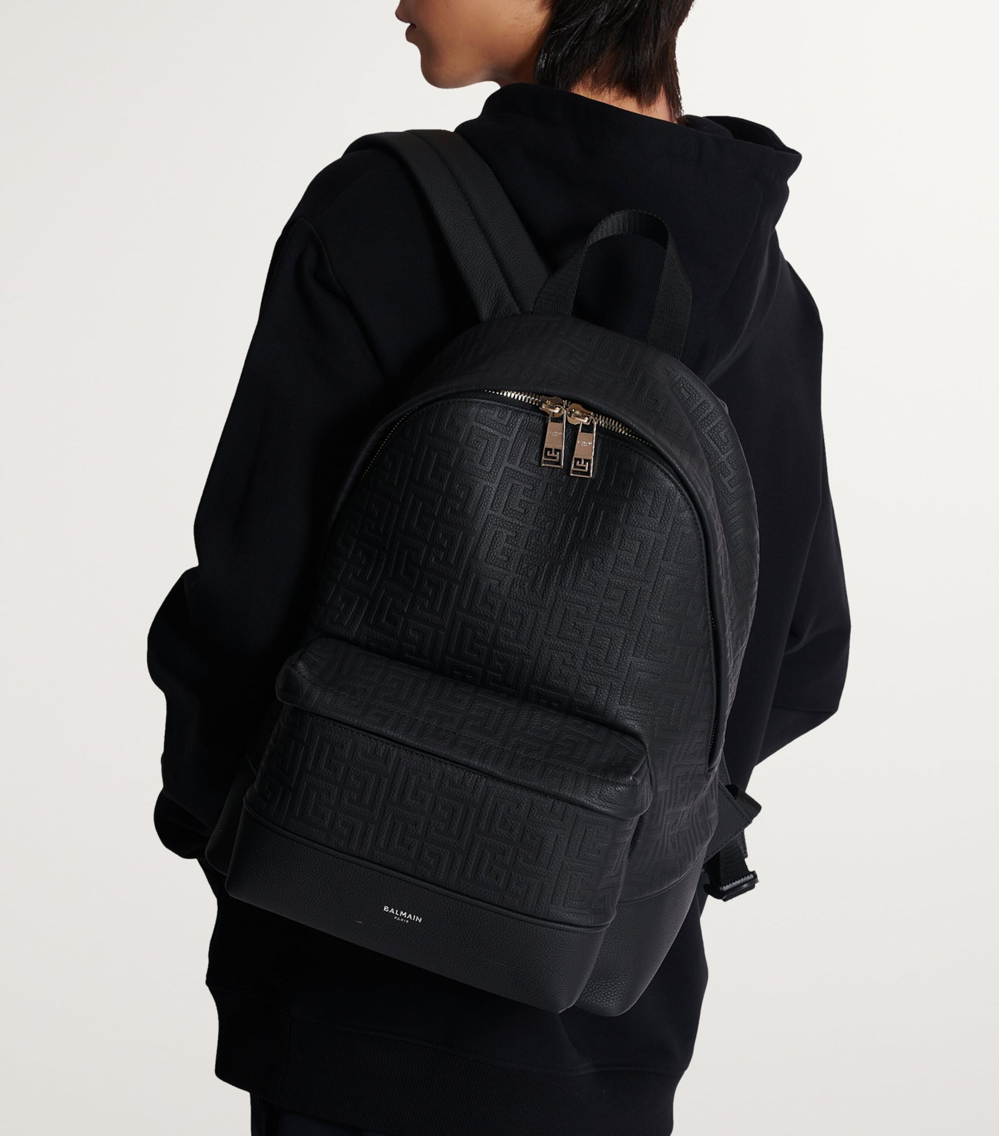 Balmain Leather PB Monogram Backpack