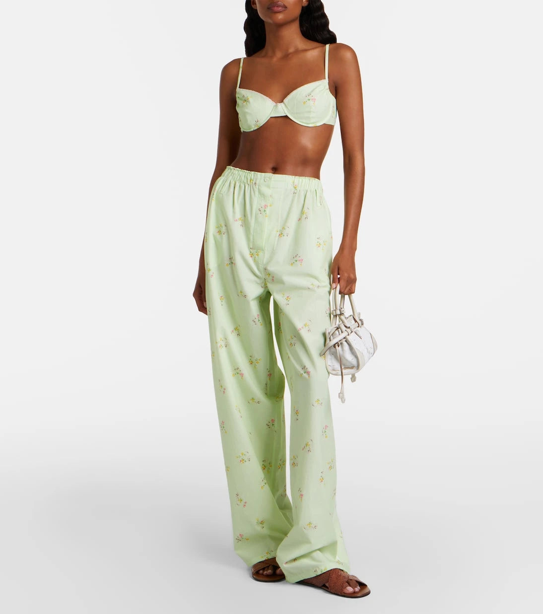 Prada - Floral cotton wide-leg pants