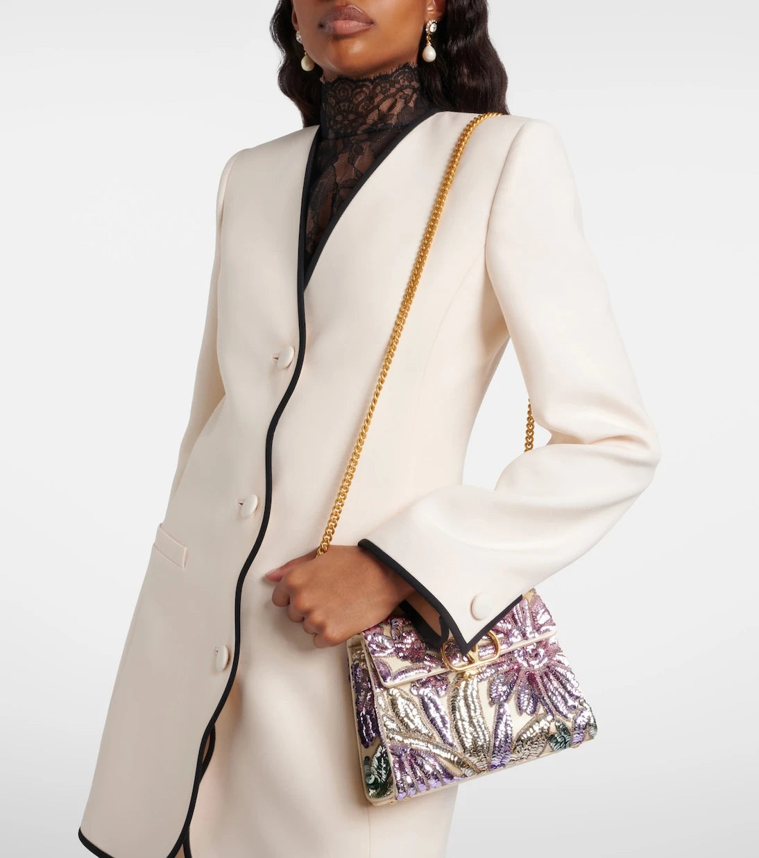 Valentino Garavani - VSling Mini sequined satin top-handle bag