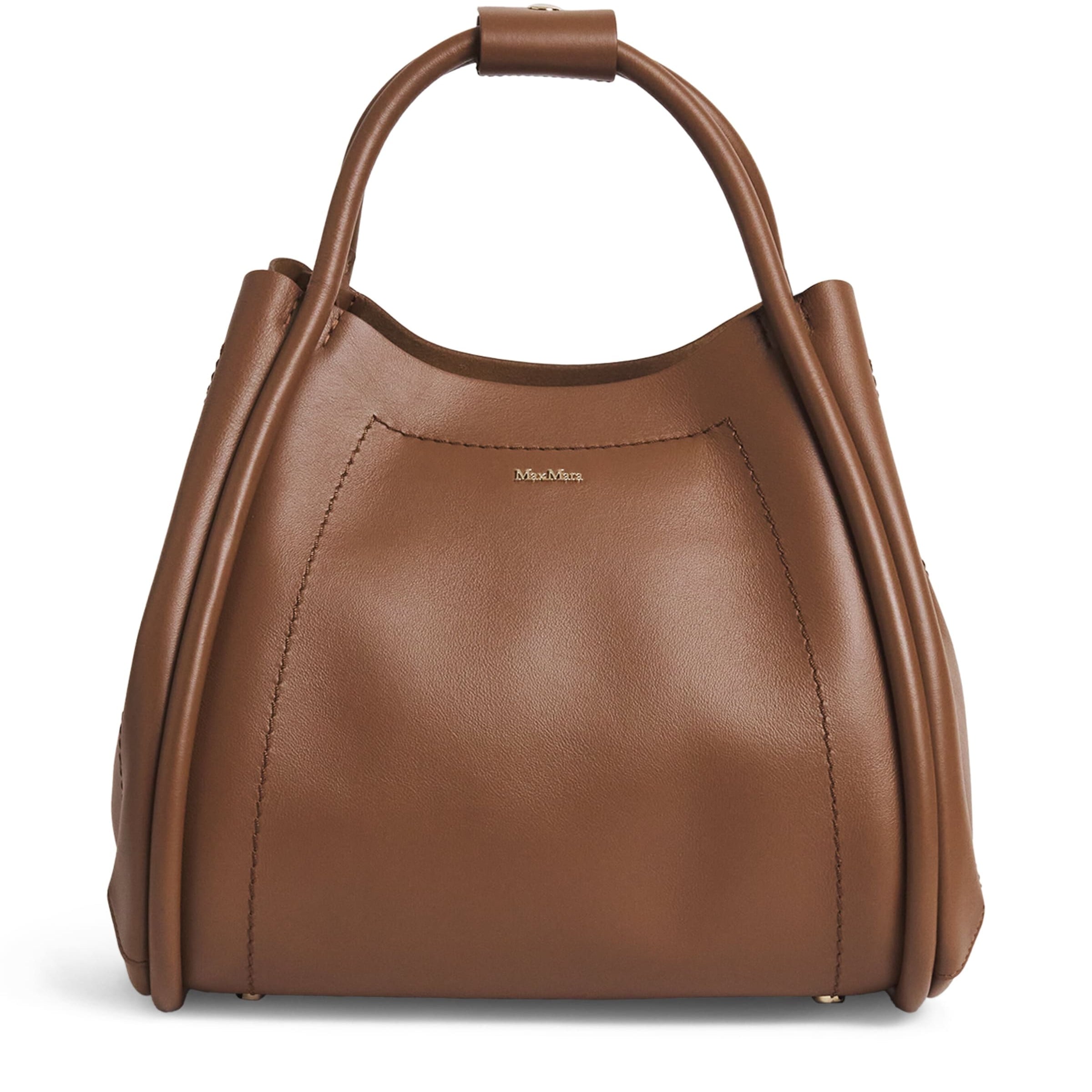 Max Mara Brown Small Leather Marine Top-Handle Bag
