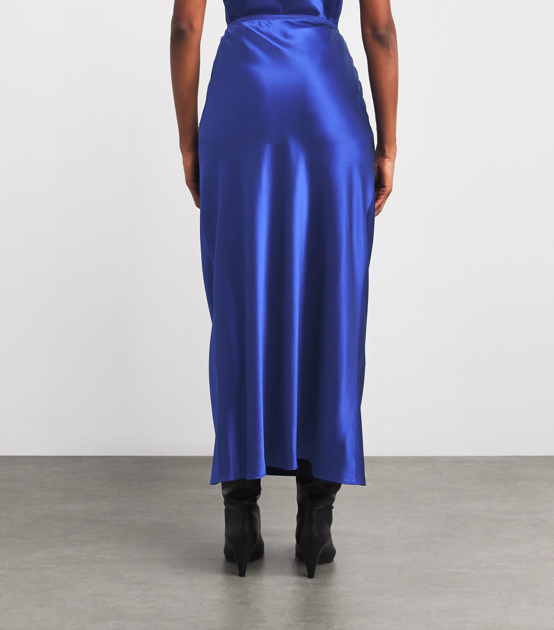Blue Silk Isaak Midi Skirt