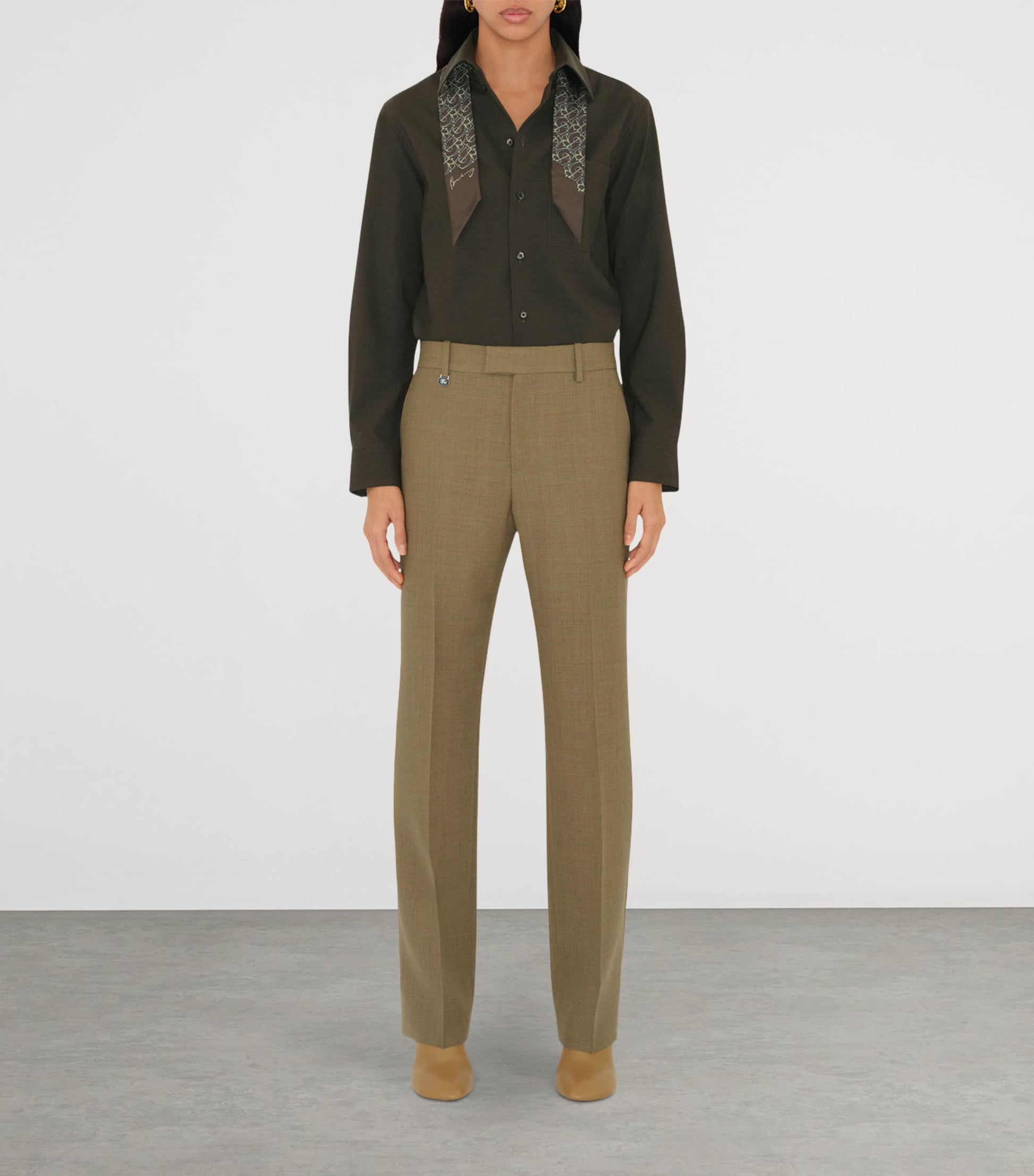 Brown Silk B Charm Skinny Scarf