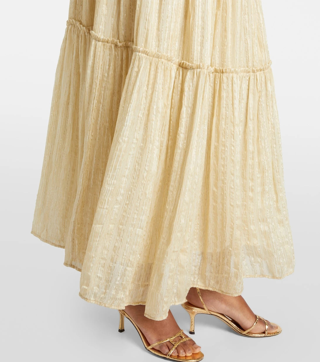 Xu Zhi - Gathered striped silk-blend maxi skirt