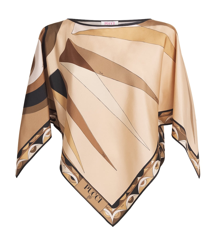 Gold Silk Hawaii Print Blouse