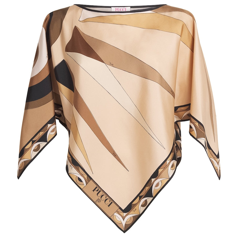 Gold Silk Hawaii Print Blouse