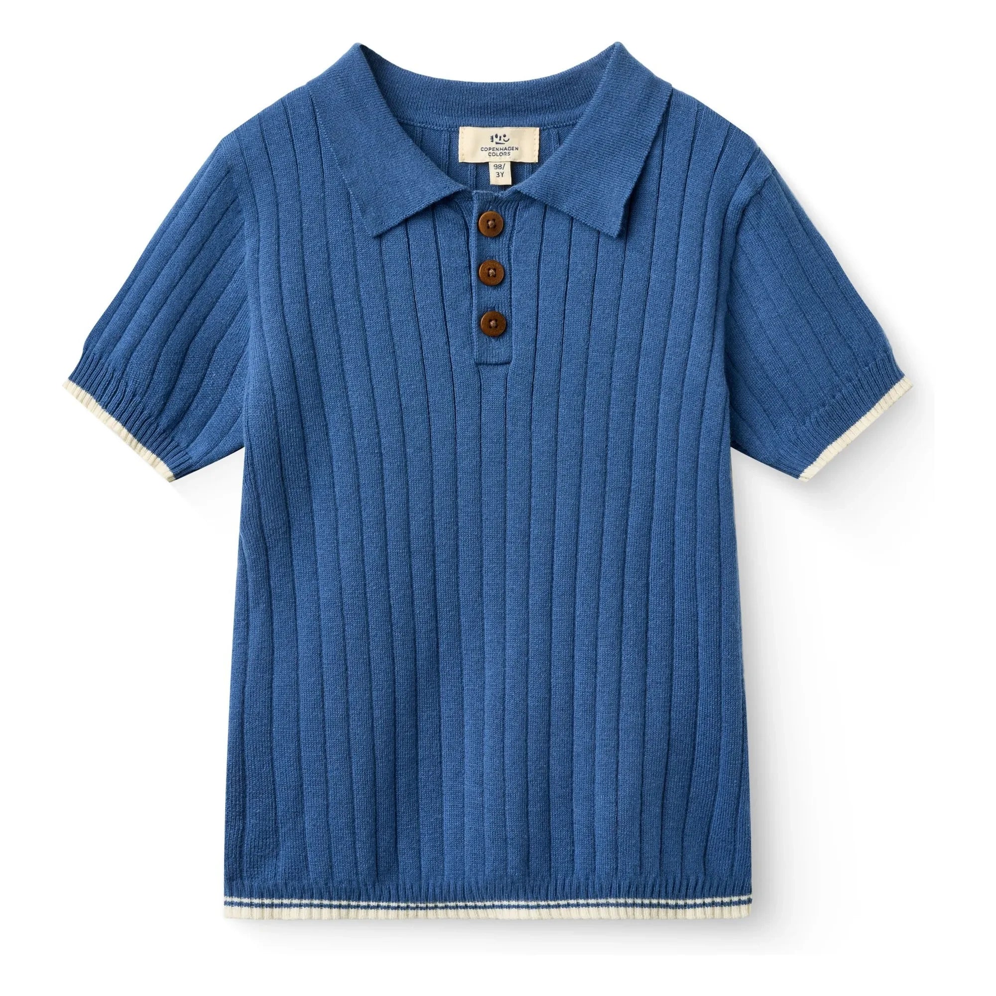 Copenhagen Colors - Ribbed organic cotton polo shirt | Indigo