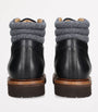 Brunello Cucinelli Leather Wool-Trim Mountain Boots