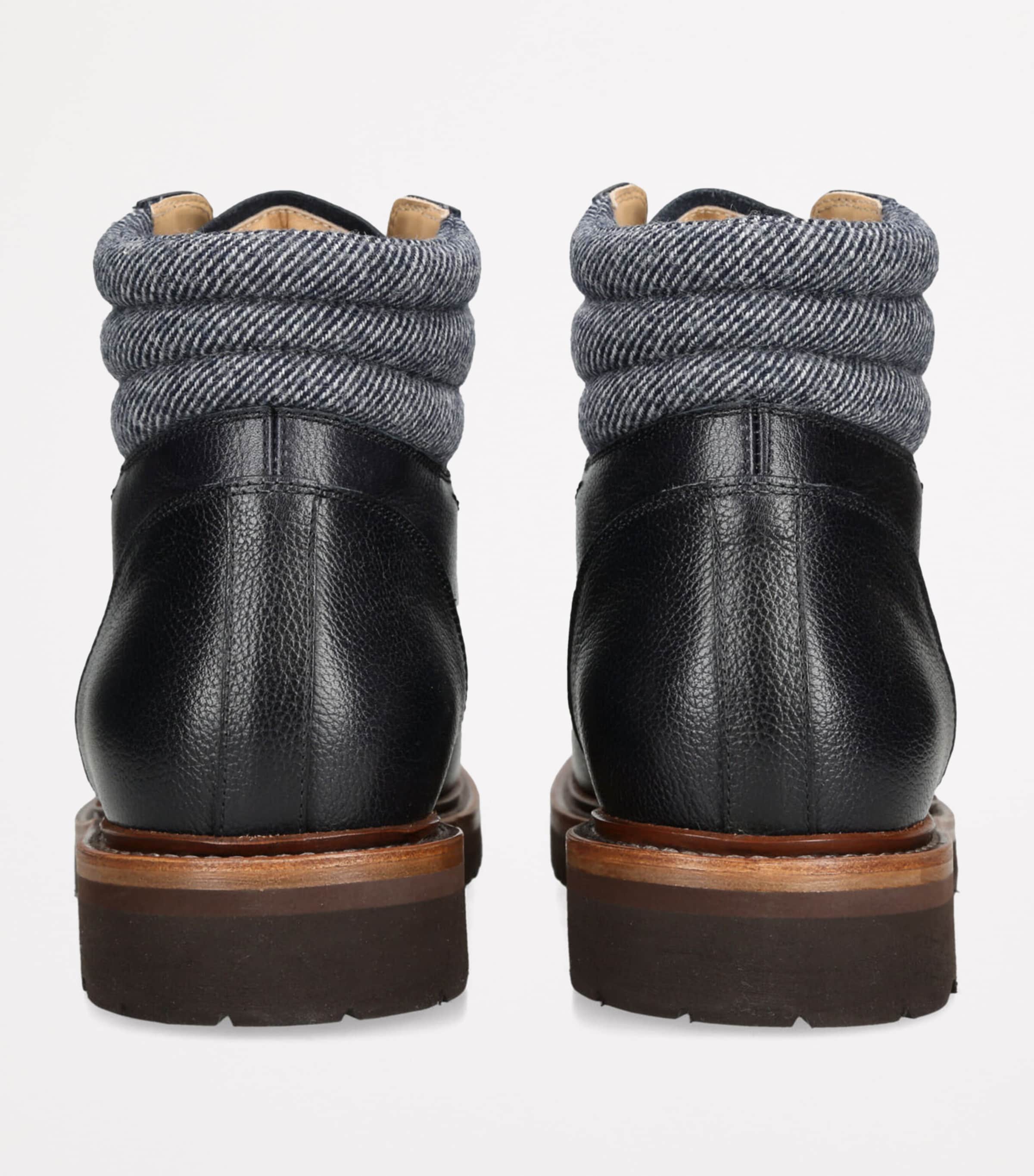 Brunello Cucinelli Leather Wool-Trim Mountain Boots
