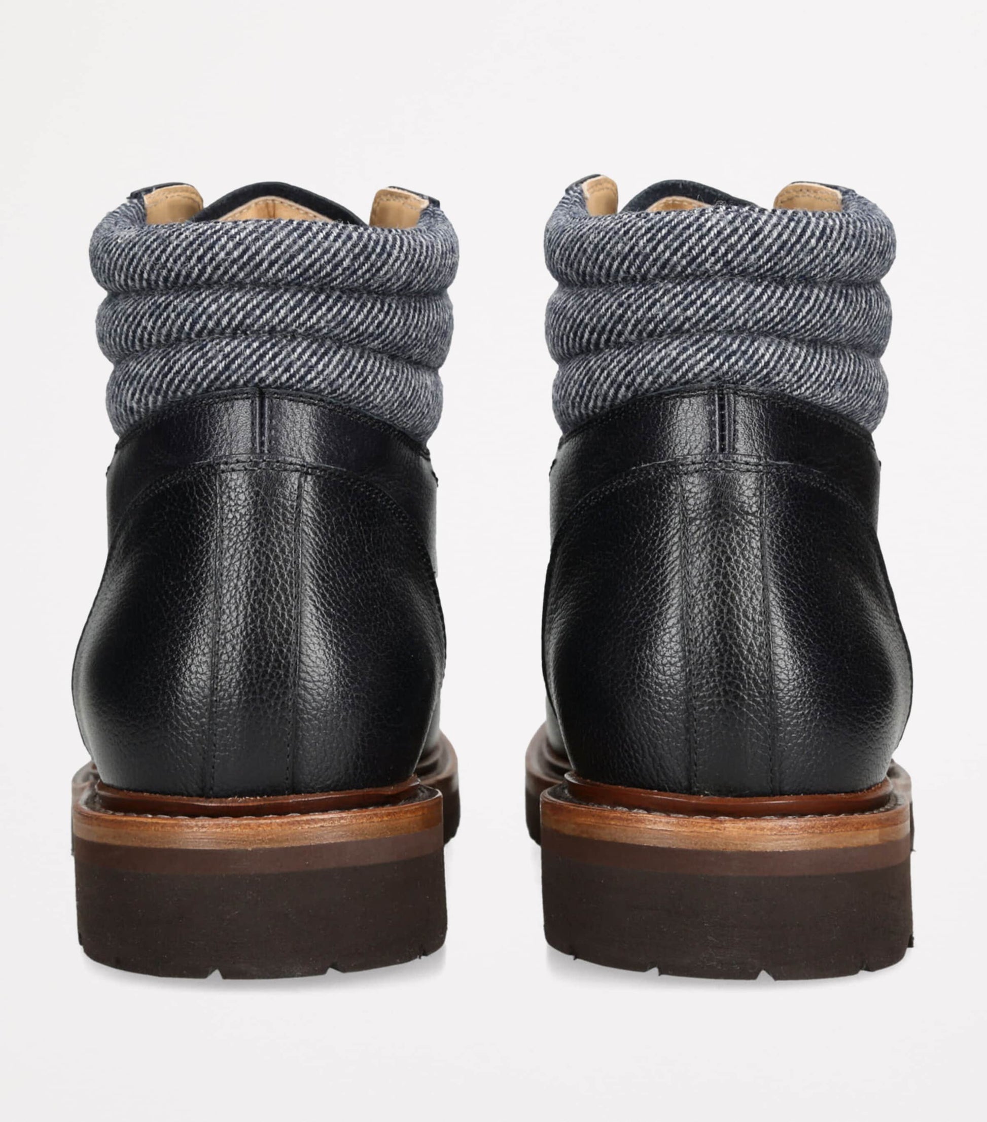 Brunello Cucinelli Leather Wool-Trim Mountain Boots