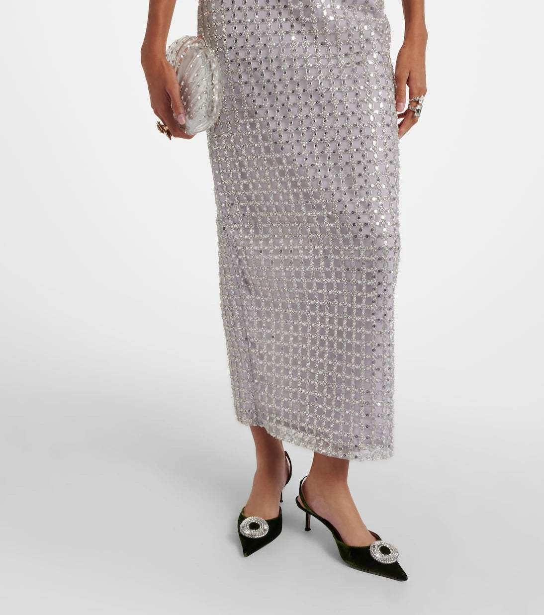Rotate - Embellished mesh cocktail dress
