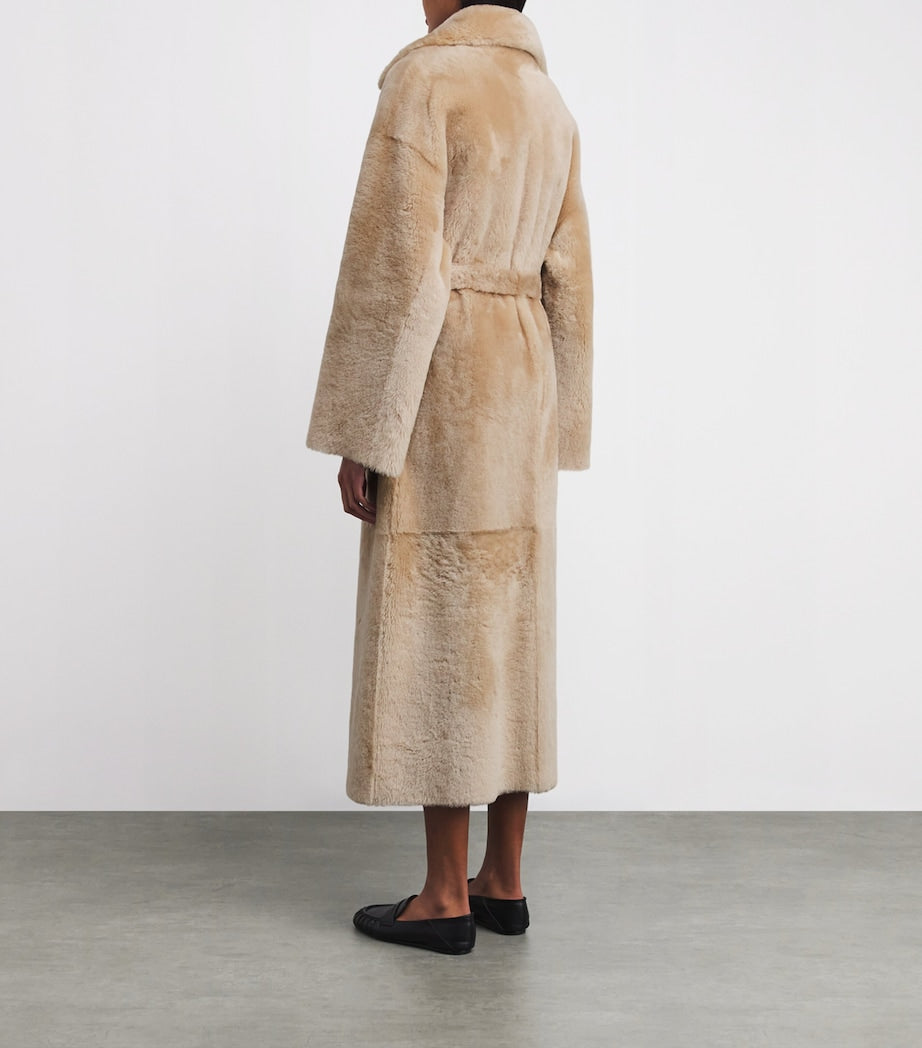Arma Beige Shearling-Leather Reversible RIEN coat