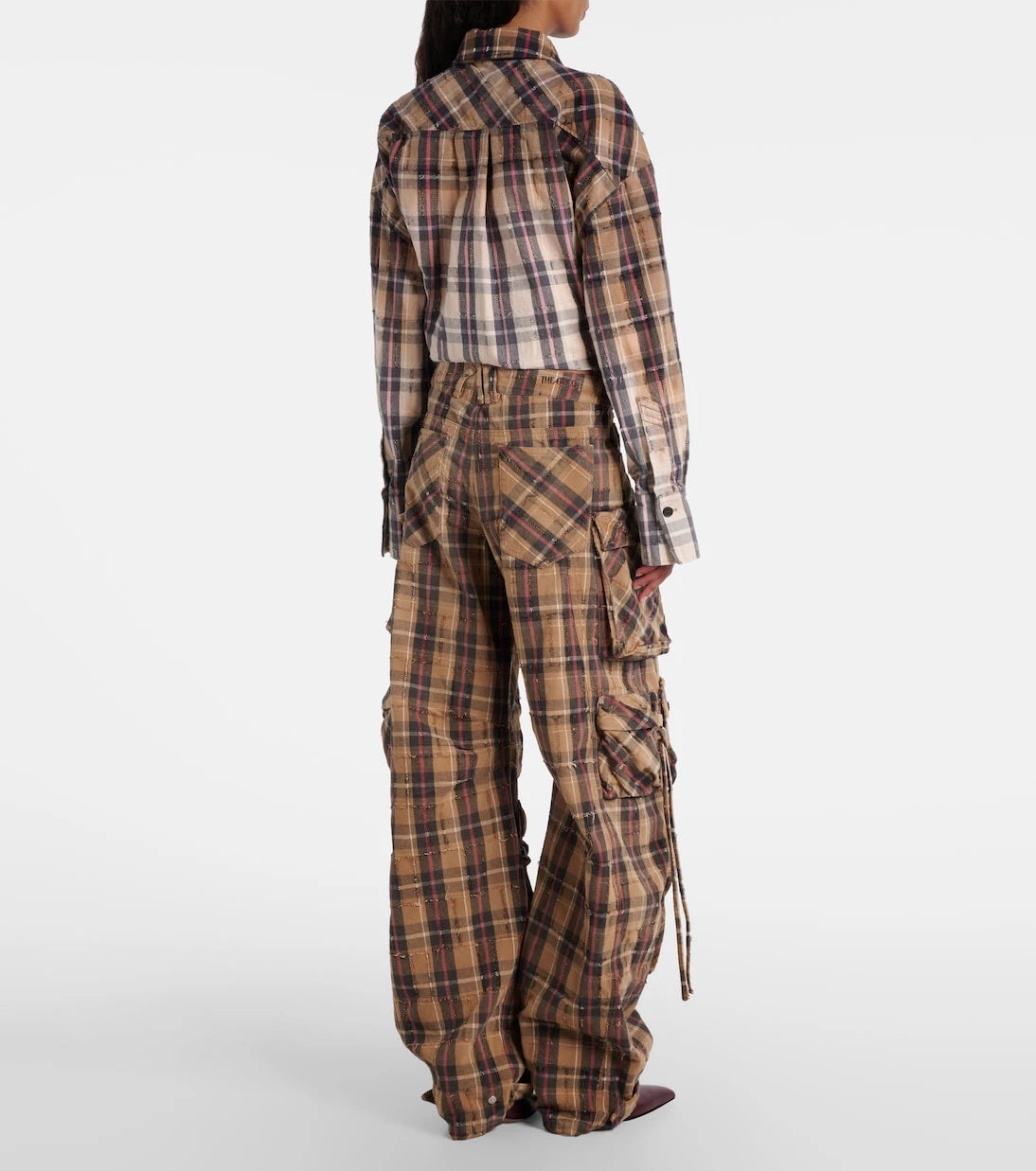 The Attico - Checked cotton flannel cargo pants