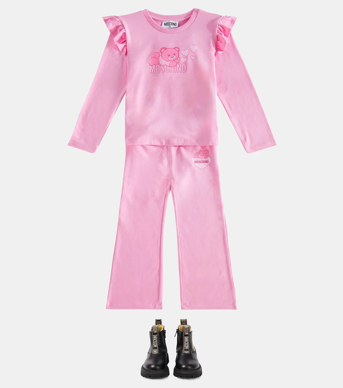 Moschino Kids - جزمة تشيلسي جلد بشعار الماركة