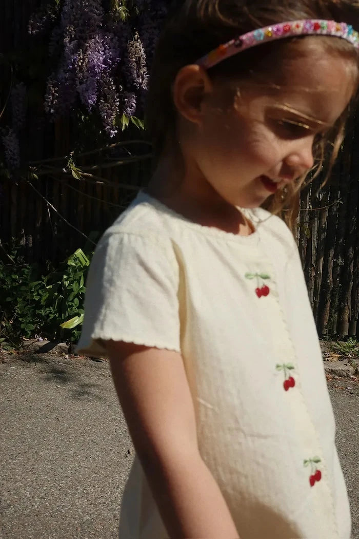 Konges Sløjd EVIA CHERRY DRESS GOTS Çocuk Pamuk Elbise