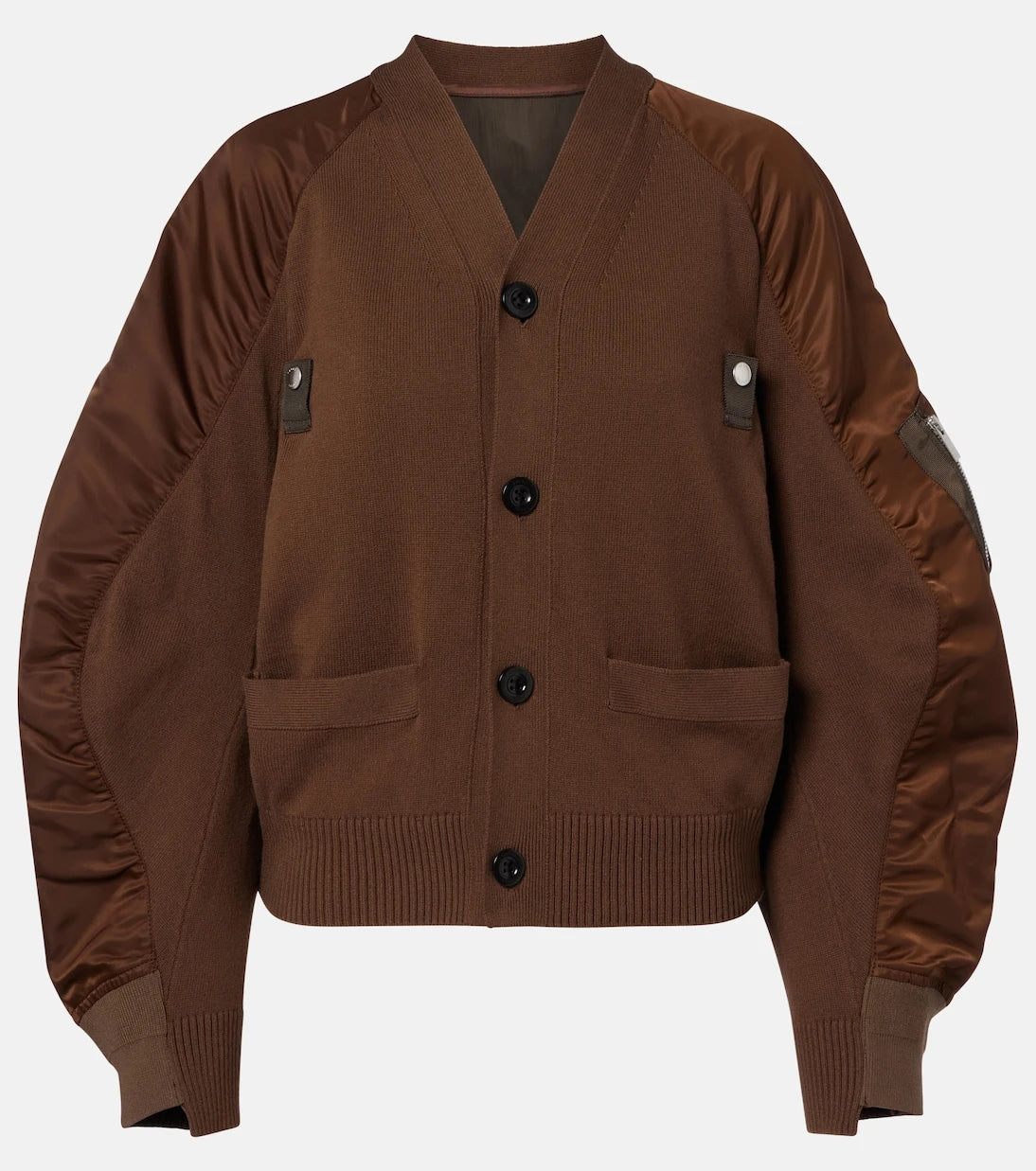 Sacai - Cotton-blend and twill cardigan