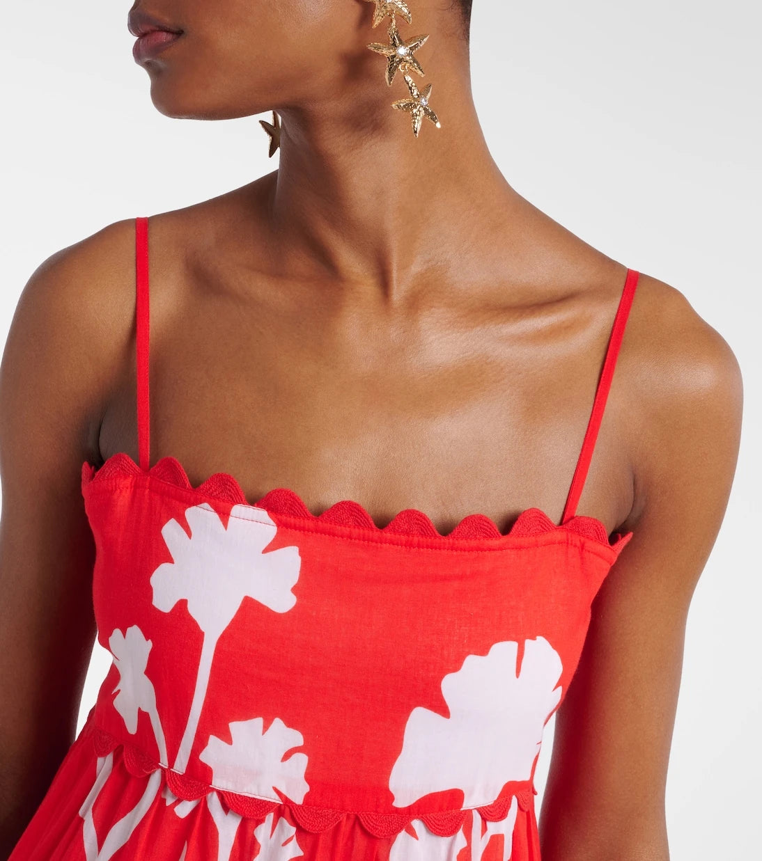Juliet Dunn - Printed scalloped cotton midi dress
