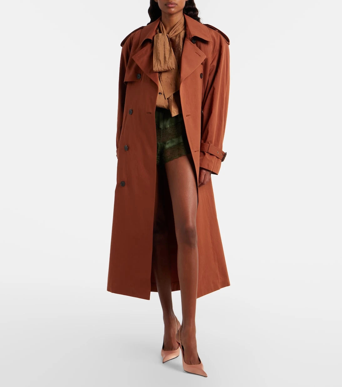 Saint Laurent - Oversized cotton and silk trench coat