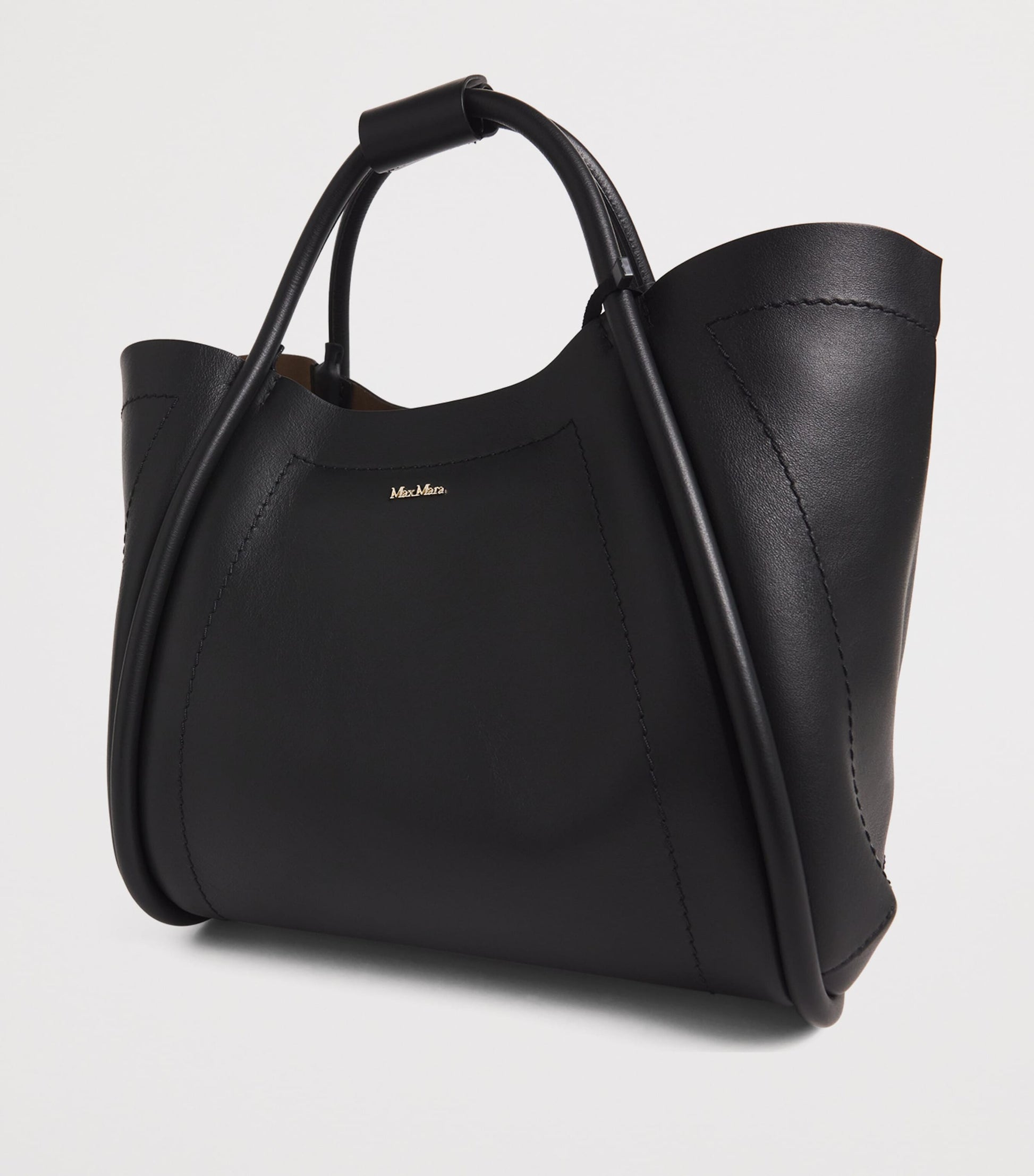 Black Small Leather Marine Top-Handle Bag