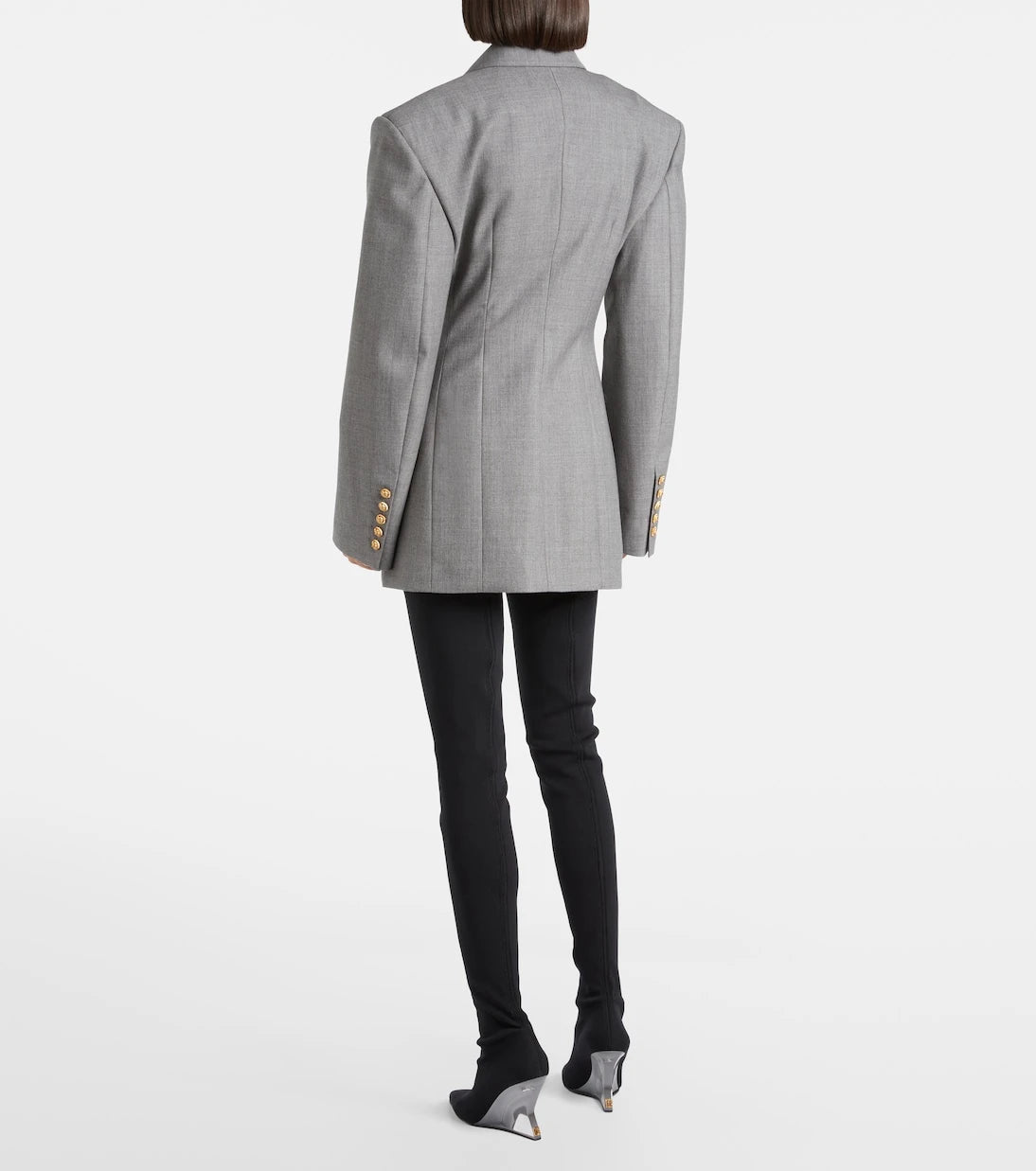 Balmain - Draped virgin wool blazer dress