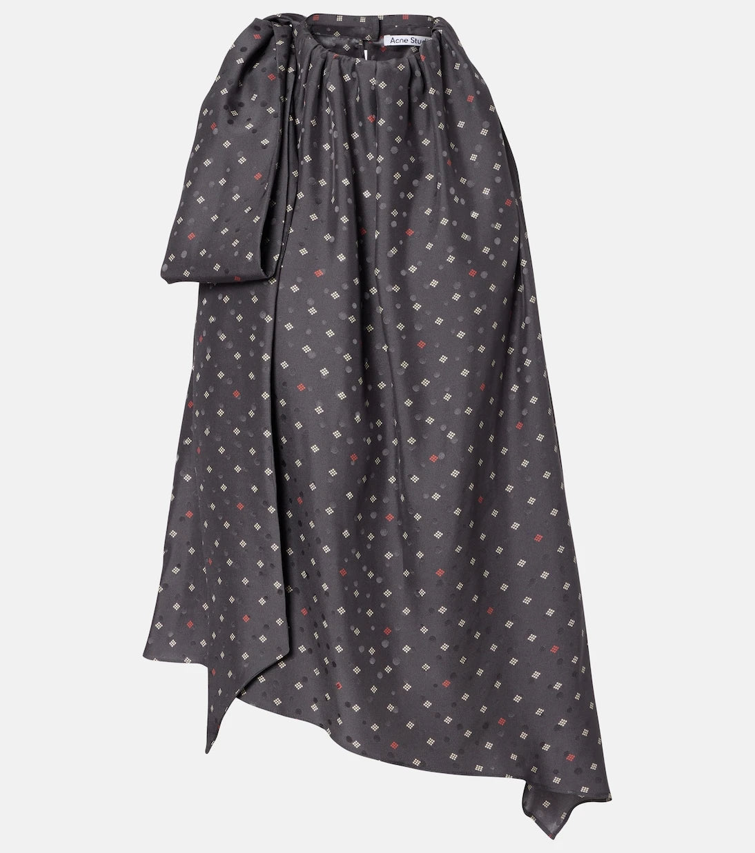 Acne Studios - Bow-detail printed asymmetric silk top