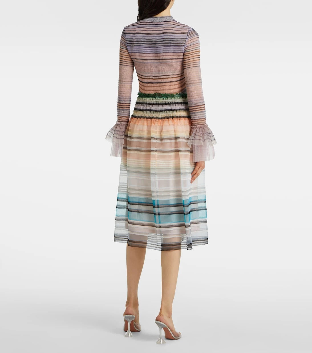 Susan Fang - Striped tulle midi skirt
