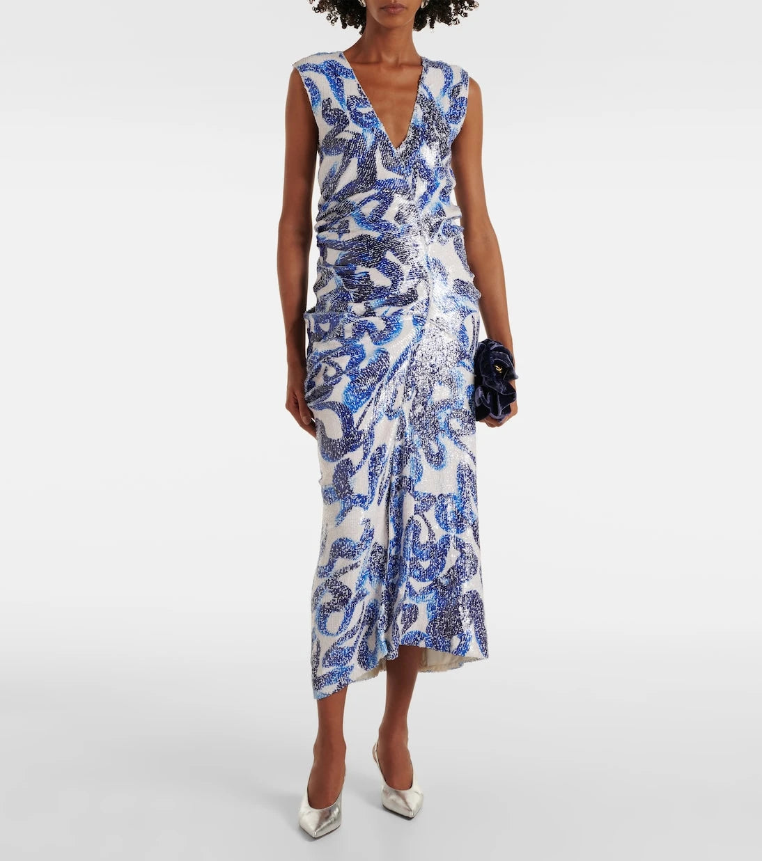 Dries Van Noten - Sequined draped midi dress