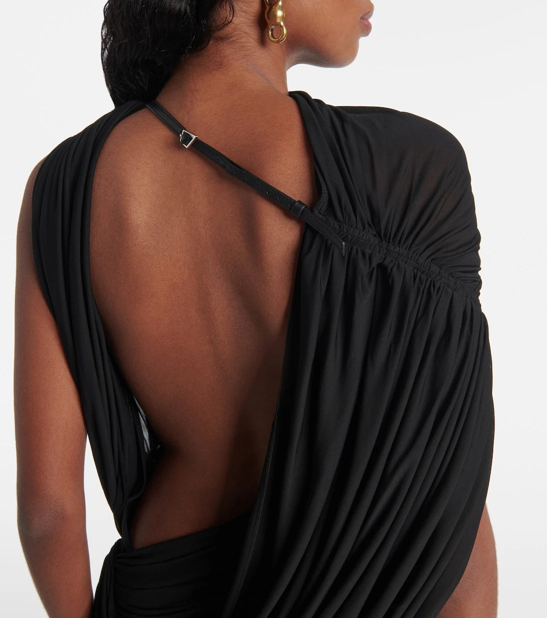 Mugler - Draped open-back jersey maxi dress