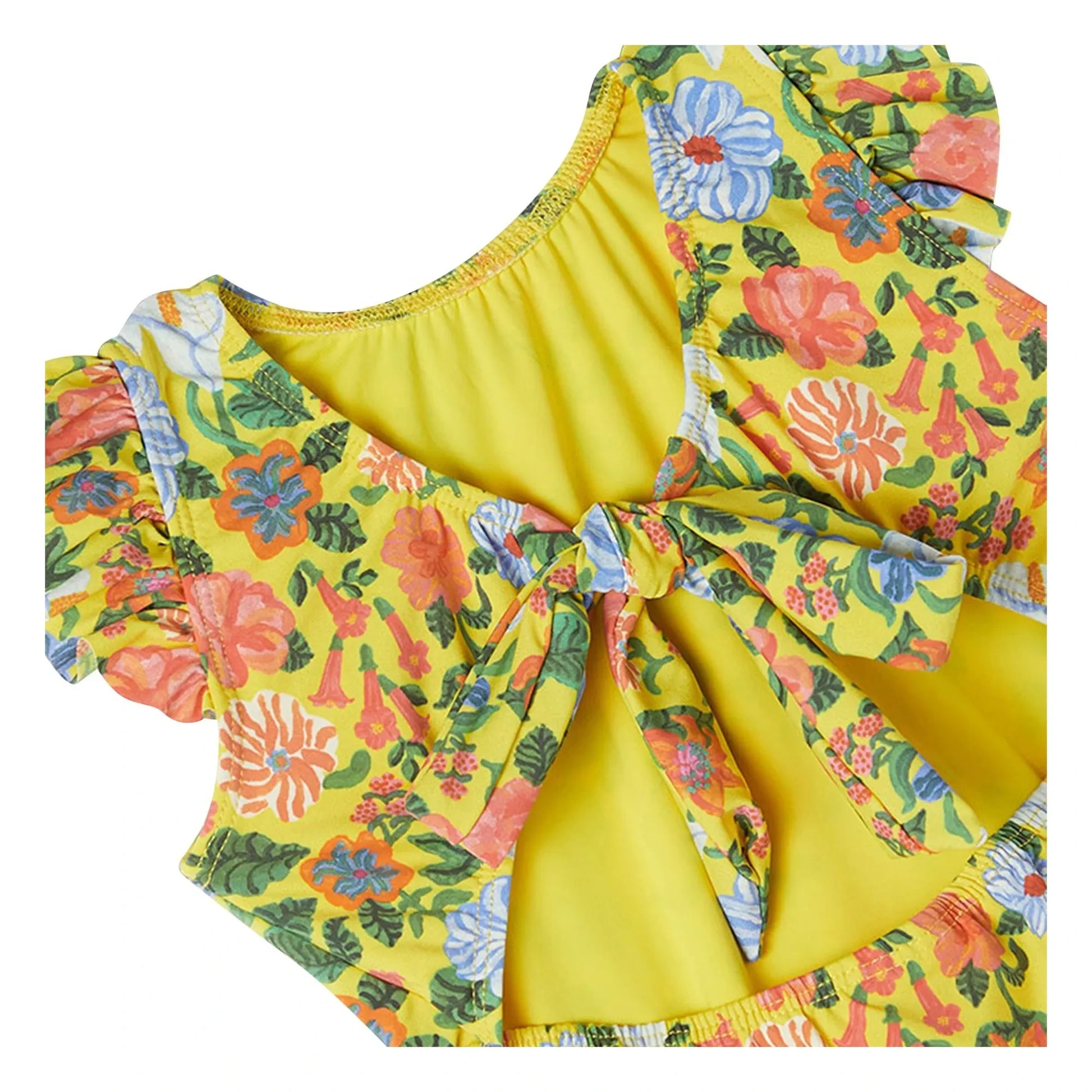 Fabula - 1 Piece Swimsuit Flounced Flowers | Yellow