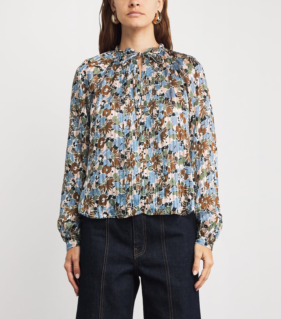 Veronica Beard Multi Silk Floral Linds Blouse