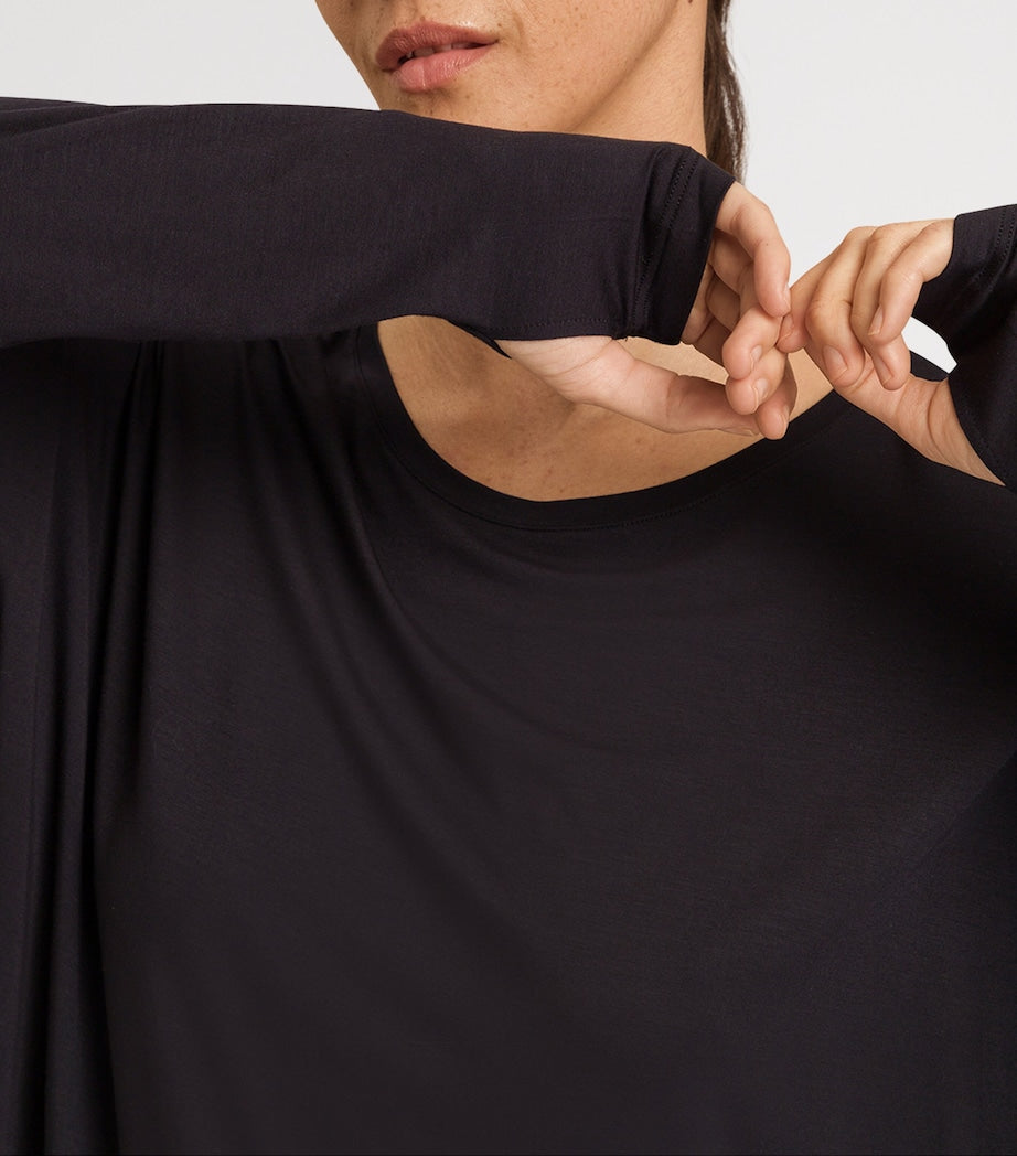 Hanro Black Stretch-Modal Yoga Long-Sleeve Top