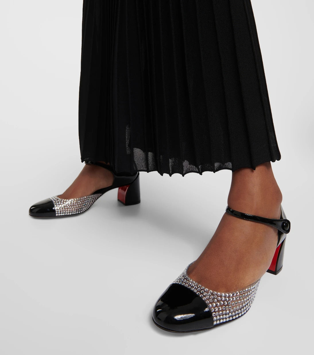 Christian Louboutin - Crystal-embellished patent leather pumps