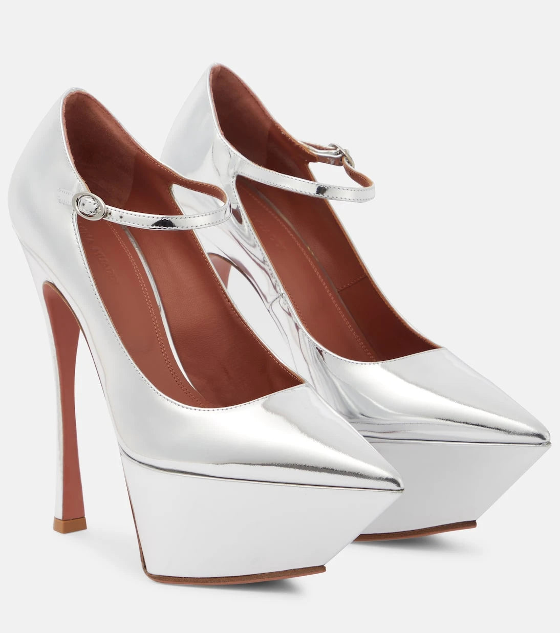 Amina Muaddi - Yigit metallic leather platform pumps