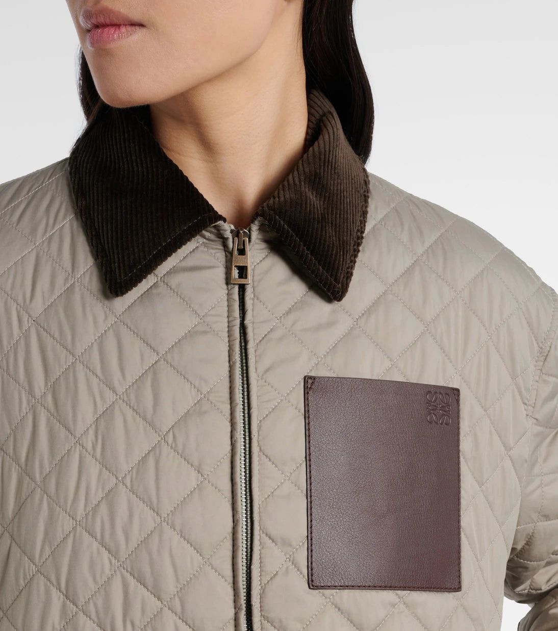 Loewe - Anagram leather-trimmed quilted jacket